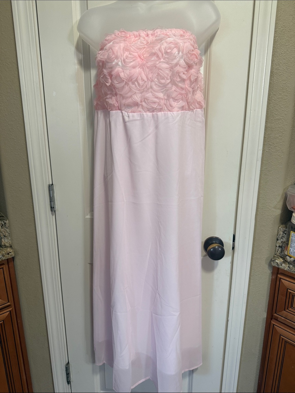 Pink midi dress with rosettes size XL